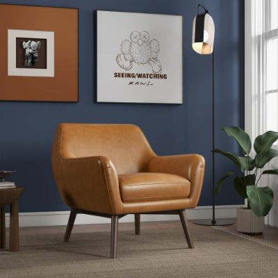 US Local Panom Tan Leather Lounge Chair