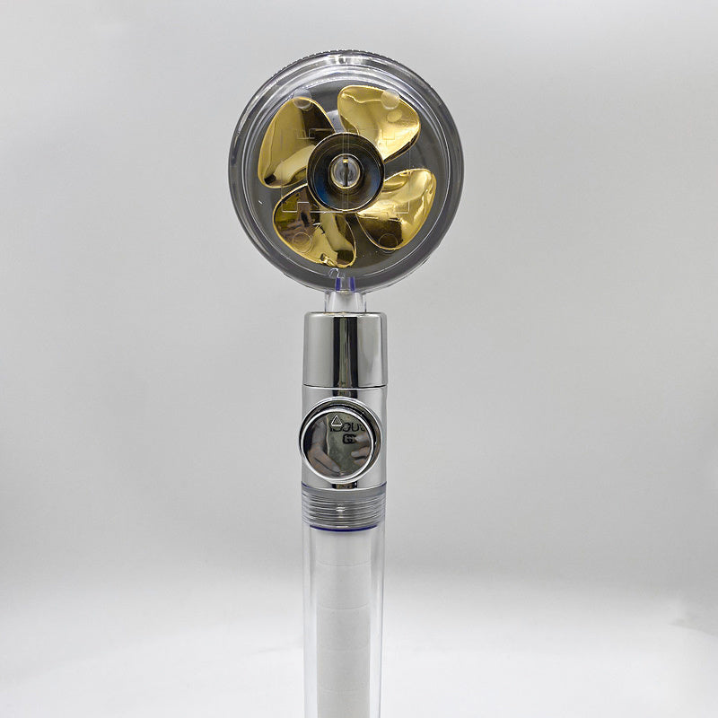 US Local Shower Head Water Saving Flow 360 Degrees Rotating With Small Fan ABS Rain High Pressure Spray Nozzle Bathroom Accessories