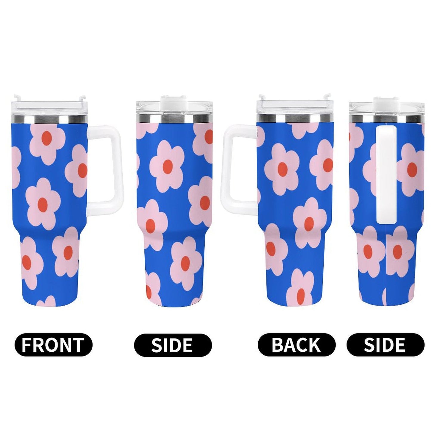 PHDT00053 POD US Local Tumbler 40 oz Large Capacity Car Cup Flower, Blue