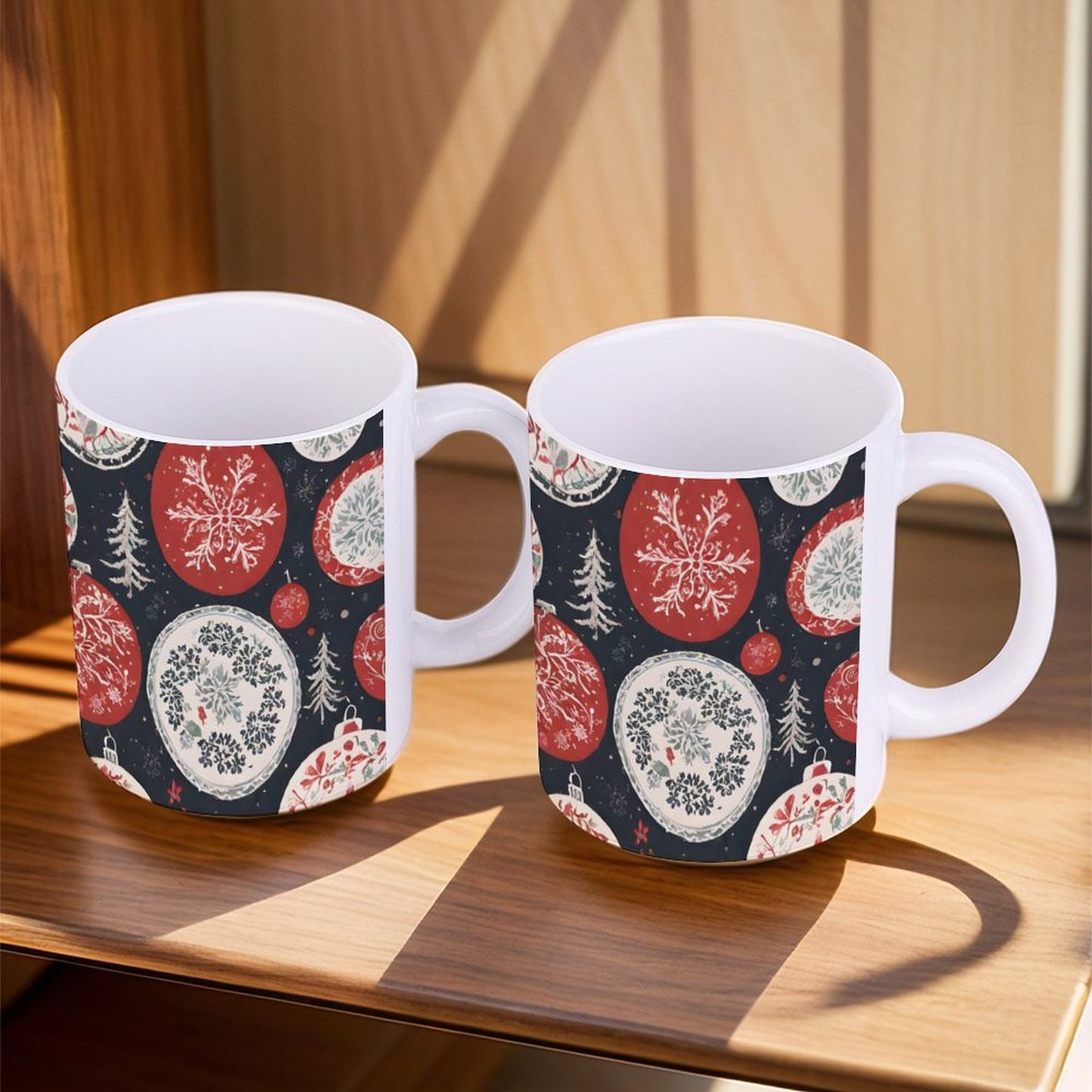 POD US Local White mug with full print, Christmas, Colored Balls 0056
