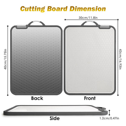 US Local 2Pcs Double Sided Cutting Board Stainless Steel PP Chopping Board Lightweight Kitchen Cutting Board Mesh Design With Grinding Zone Knife Sharpener Handle Dishwasher Safe
