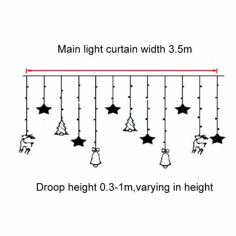 US Local LED Fairy String Window Curtain Lights Star Christmas Xmas Party Home Indoor