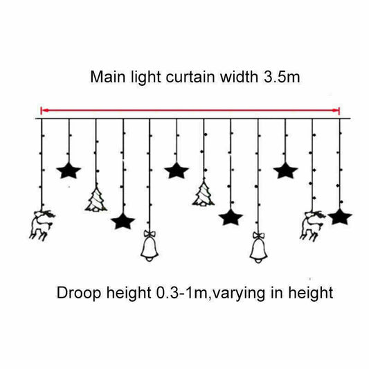 US Local LED Fairy String Window Curtain Lights Star Christmas Xmas Party Home Indoor
