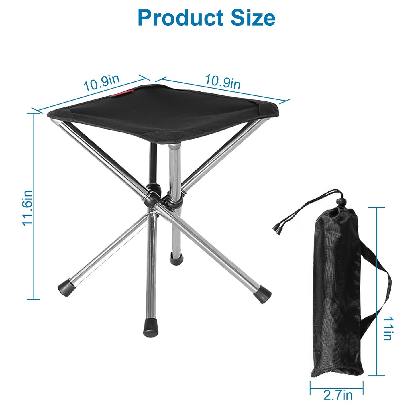 US Local 1 Pc Foldable Camping Stool Retractable Portable Folding Chair Easy Setup Lightweight Backpacking Stool Carry Bag Fishing Camping Hiking BBQ