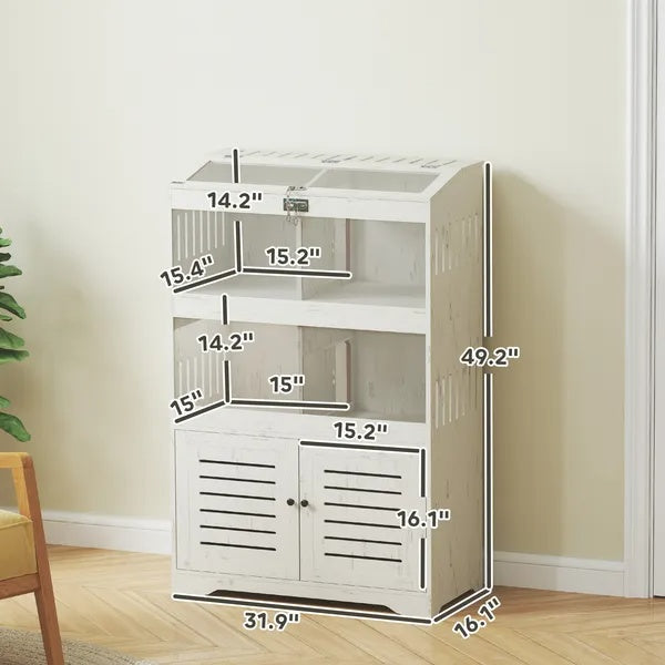 US Local Large Hamster Cage For Multiple Small Pets, Rat Cage With Storage Cabinet, Clear Transparent Panels