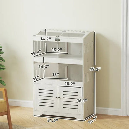 US Local Large Hamster Cage For Multiple Small Pets, Rat Cage With Storage Cabinet, Clear Transparent Panels