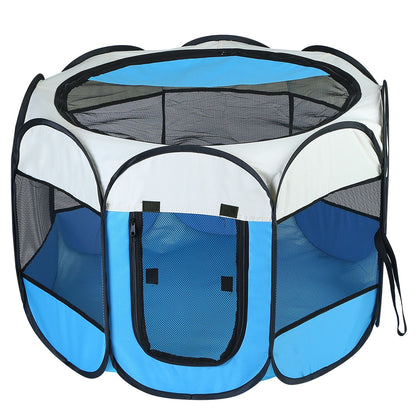 US Local Pink-Blue Options -- 1Pc Portable Foldable Pet Tent Exercise Pen Kennel Removable Zipper Top And Bottom Water Resistant Indoor Outdoor Use For Dogs Cats Other Pets