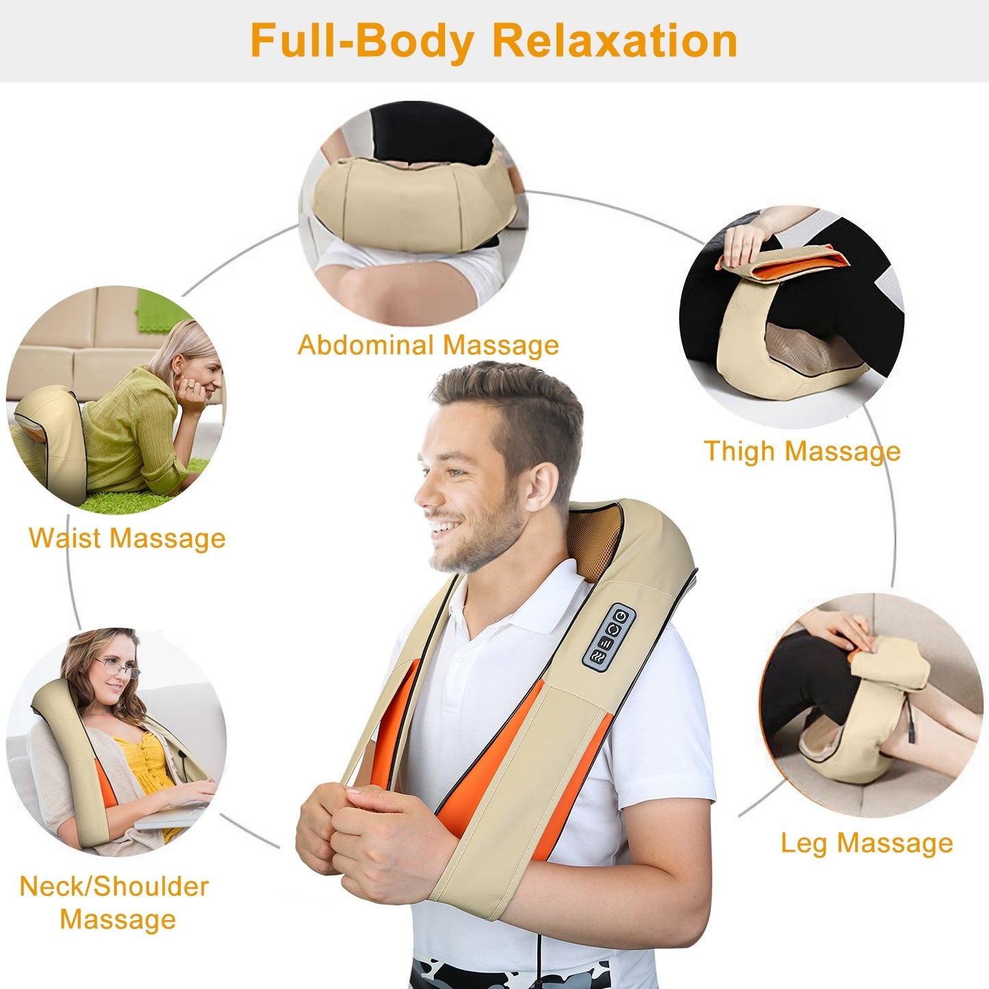 US Local 1 Pc Neck Shoulder Massager Electric Back Massage Cape With Heat Deep Tissue 3D Kneading Massage Neck Waist Shiatsu Massager Pillow For Muscles Pain Relief Relax In Car Office And Home