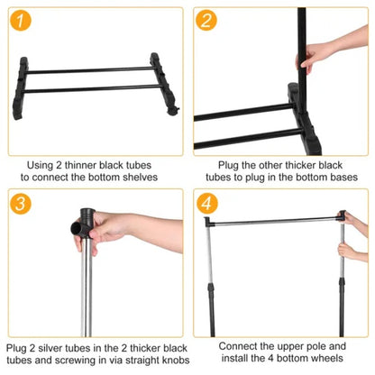 US Local Adjustable And Foldable Clothes Hanger With Wheels