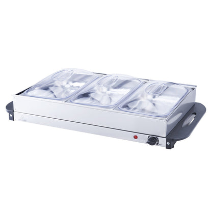 US Local Electric Buffet Server Food Warmer, 25.6 X 15 Portable Stainless Steel Chafing Dish Set With Temp Control & Oven-Safe Pan, Perfect For Catering, Parties, Events, Entertaining, Silver, ETL