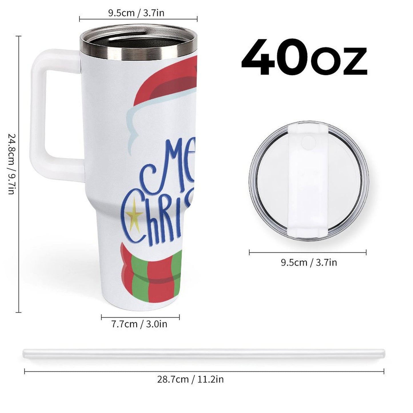 PHDT00309 POD US Local Tumbler 40 oz Large Capacity Car Cup Christmas Santa Hat