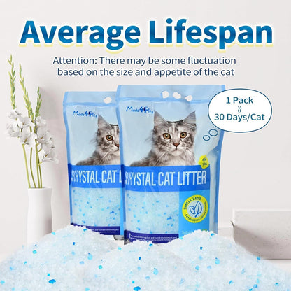 Crystal Cat Litter For Pets, No Caking, Odor Control, Light Weight, Low Dust, Easy To Use