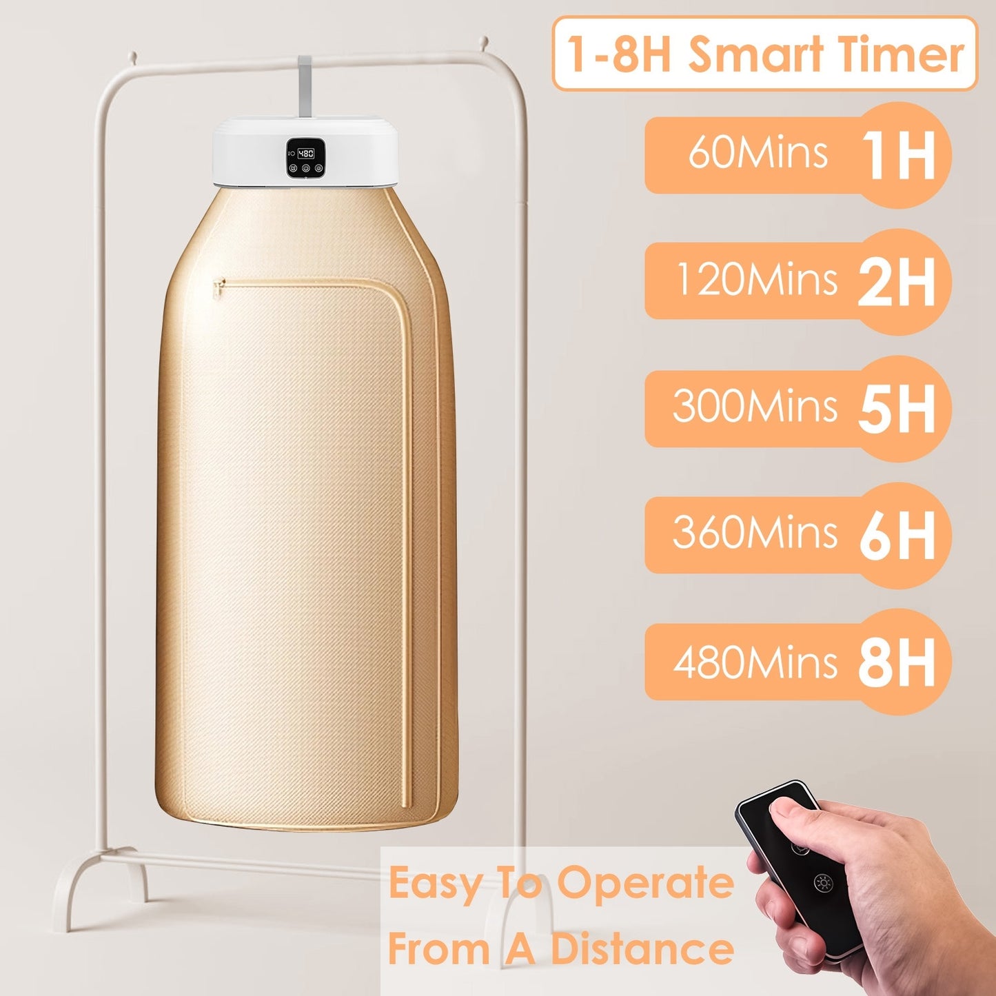 US Local 1Pc Portable Clothes Dryer Mini Dryer Foldable Dryer Machine With Timer UV Sterilization 2 Drying Modes Remote Control For Apartment Dorm RV Travel Home