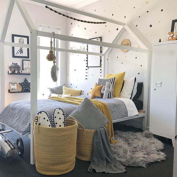 US Local Large Woven Storage Basket With Sturdy Handle Holder