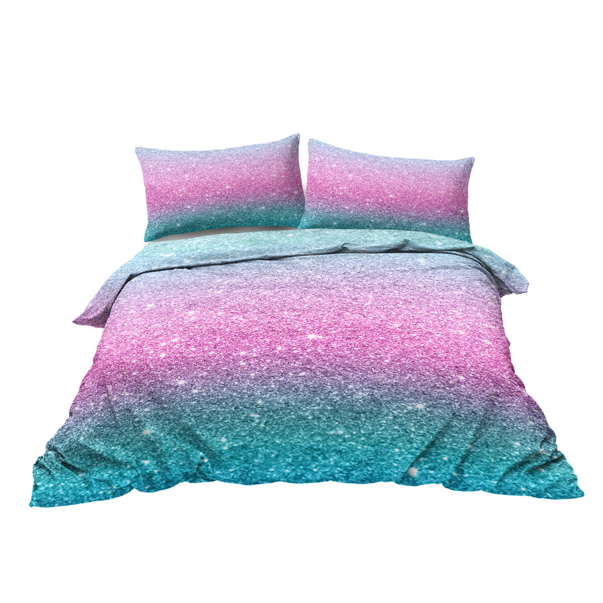 US & UK Local Girly Duvet Cover Rainbow Glitter Ombre Bedding Sets 3 Pcs Chic  Purple Blue Green Pastel Bed Spreads Sparkle Quilt Cover Set With 2 Pillow Shams
