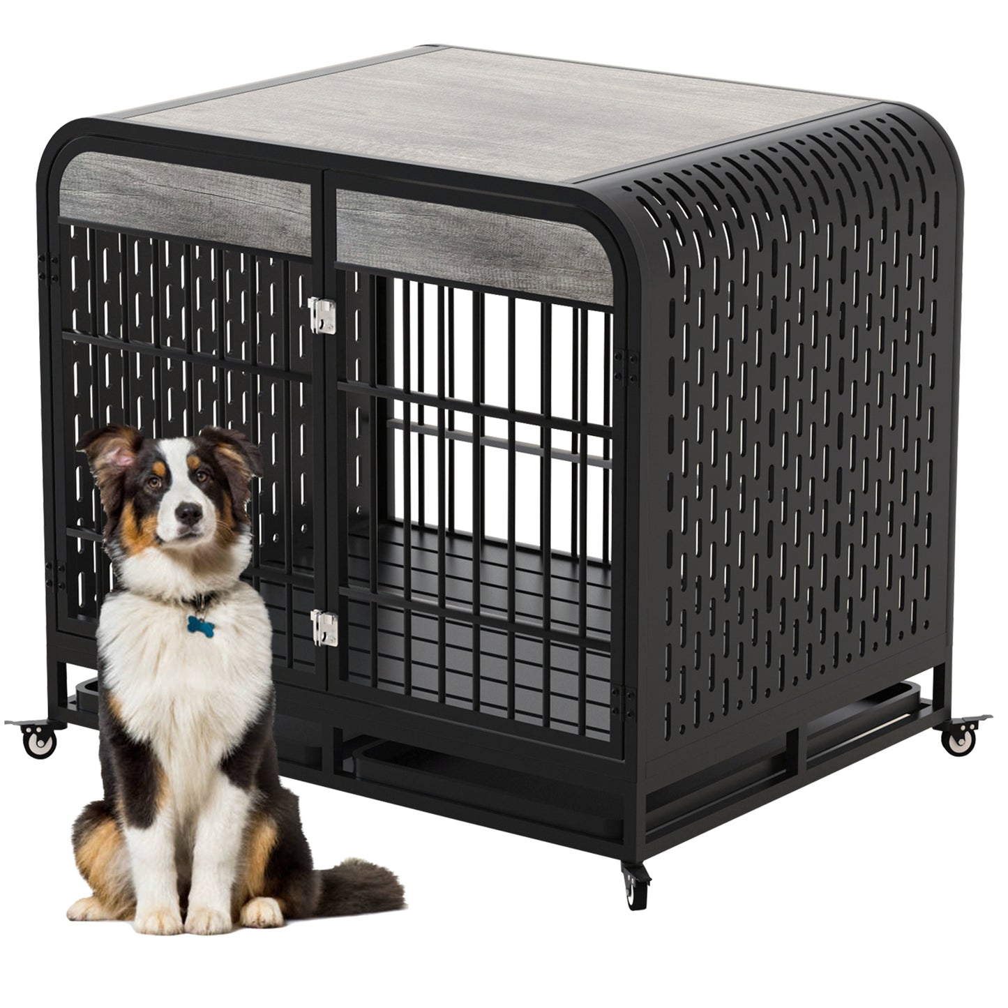 US Local Heavy Duty Dog Crate Furniture Wooden Table 42inch Grey
