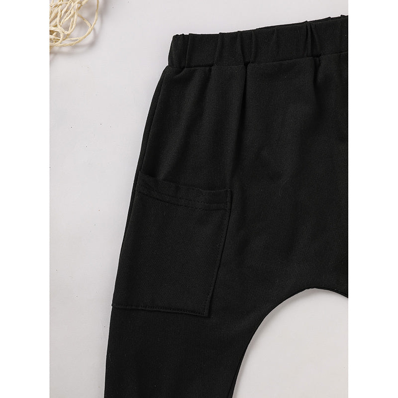 US Local 2pcs Baby Boy's 'Heart Crusher' Print Valentine's Day Set, Long Sleeve T Shirt Top & Black Heart Print Pants