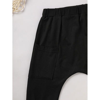 US Local 2pcs Baby Boy's 'Heart Crusher' Print Valentine's Day Set, Long Sleeve T Shirt Top & Black Heart Print Pants