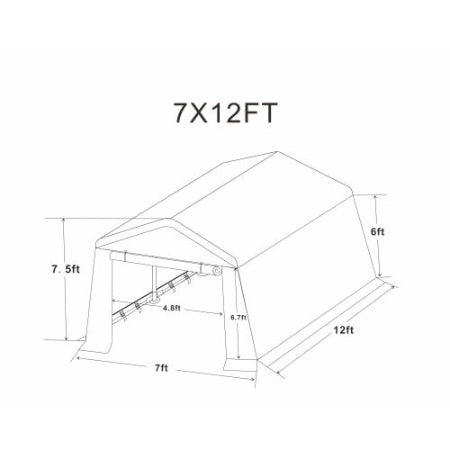 US Local 7x12ft Outdoor Portable Gazebo Storage Shelter Shed With 2 Roll Up Zipper Doors & Vents Carport For Motorcycle Waterproof And UV Resistant Anti-Snow Portable Garage Kit Tent, Sand