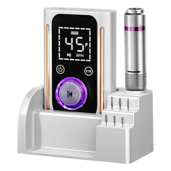 US Local Portable Electric Nail Drill Bit 45000 RPM With 11 Bits Base Waist Clip Cordless Rechargeable Nail File Machine For Professional Salon Home Acrylic Nails Remove Nail Gel Polish Manicure