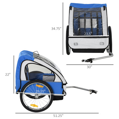 US Local 2-Seat Child Bike Trailer for Kids with a Strong Frame