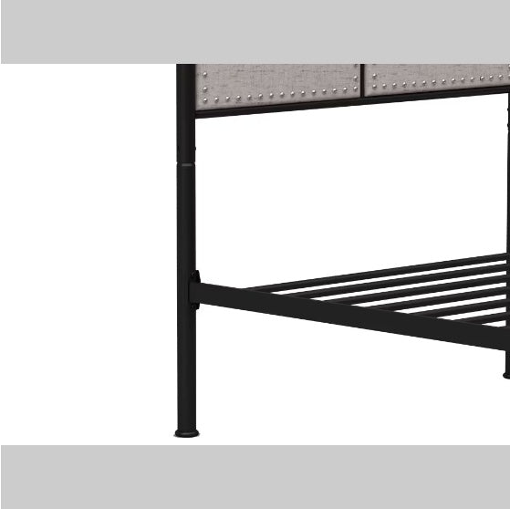 US Local Double-size Linen Upholstered Platform Metal Bed Frame