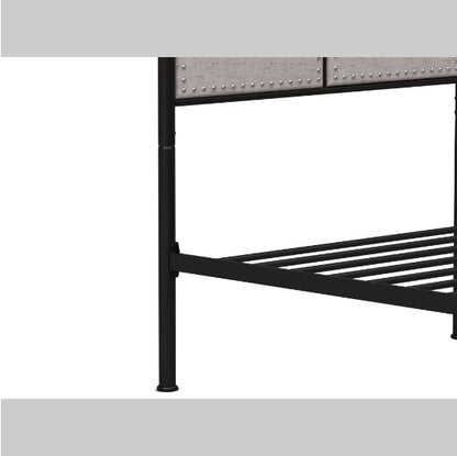 US Local Double-size Linen Upholstered Platform Metal Bed Frame