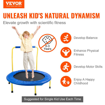 US Local VEVOR 3FT Trampoline For Kids Indoor Outdoor Foldable Baby Toddlers Trampoline