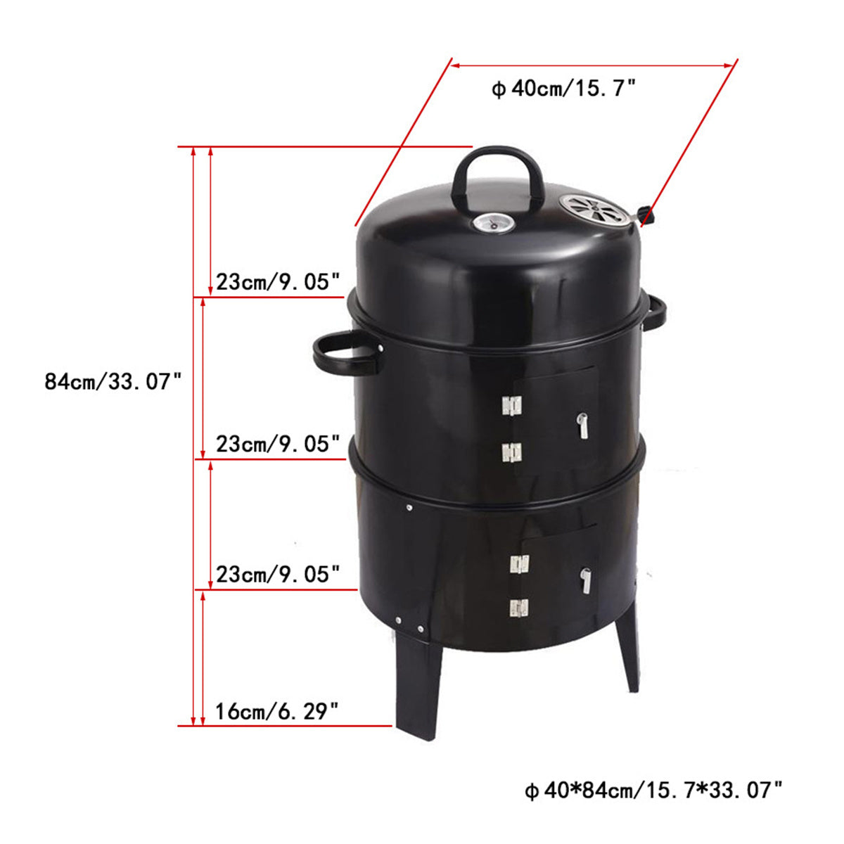 Double Layer Smokeless BBQ Grill & Braising Oven - Vertical Charcoal Smoker For Effortless, Healthy Outdoor Cooking With Minimal Grease Smoke
