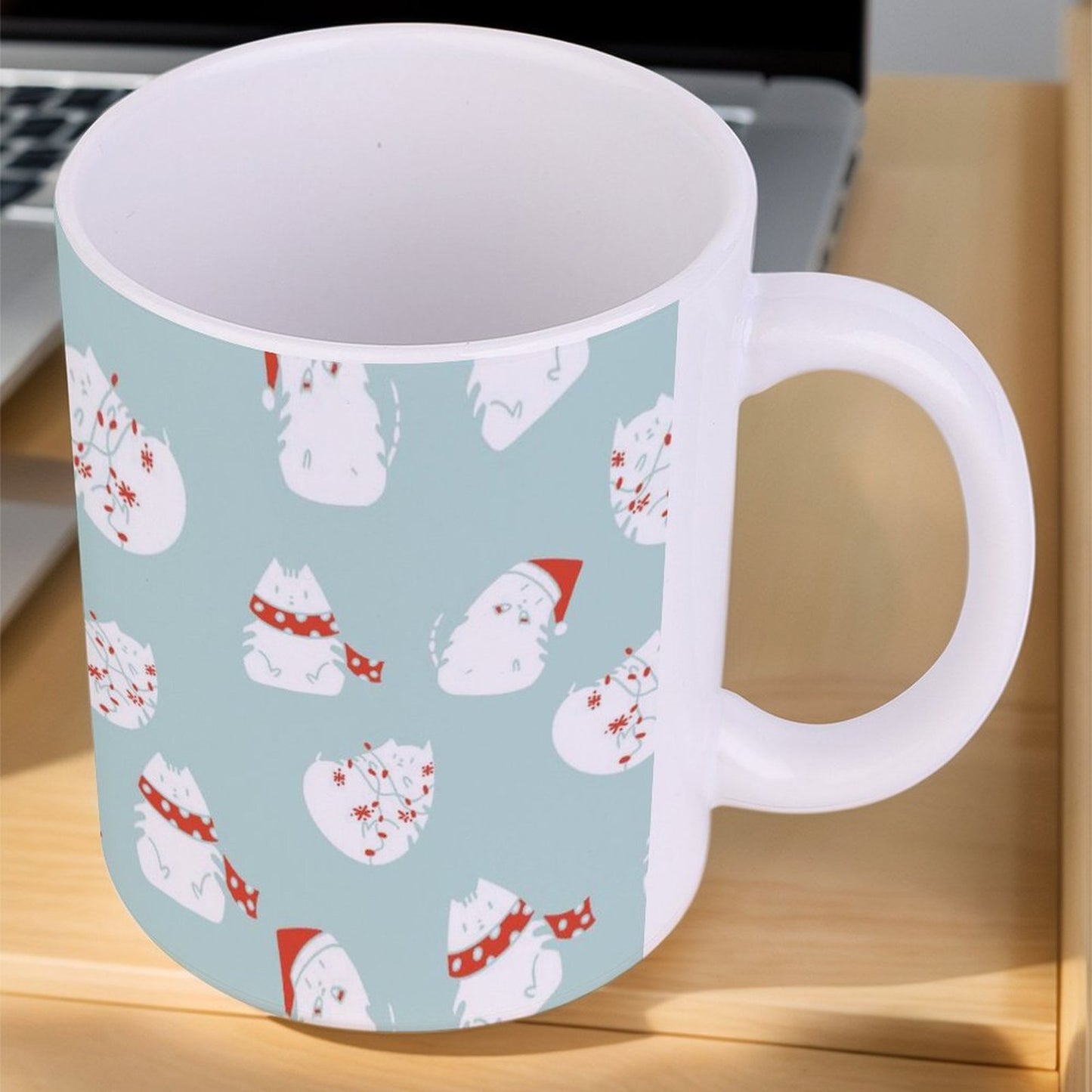 POD US Local White mug with full print, Christmas Cat 0030