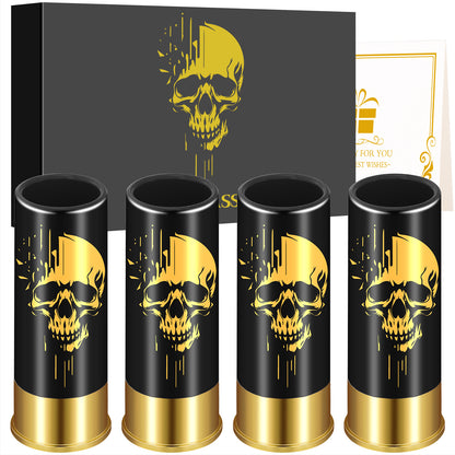 US Local 4 pcs Skull Shot Glasses, 1.5oz - Reusable, High-Quality Plastic Bullet Cups For Whiskey, Cocktails & Wine, Perfect For Bars, Parties & Gifts