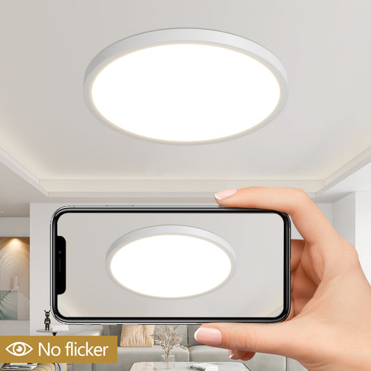 US Local 16inch Flush Mount Ceiling Light, 32W 3520LM 5CCT Selectable, Dimmable LED Ceiling Light Fixture For Kitchen Bedroom Living Room, Modern Low Profile Style