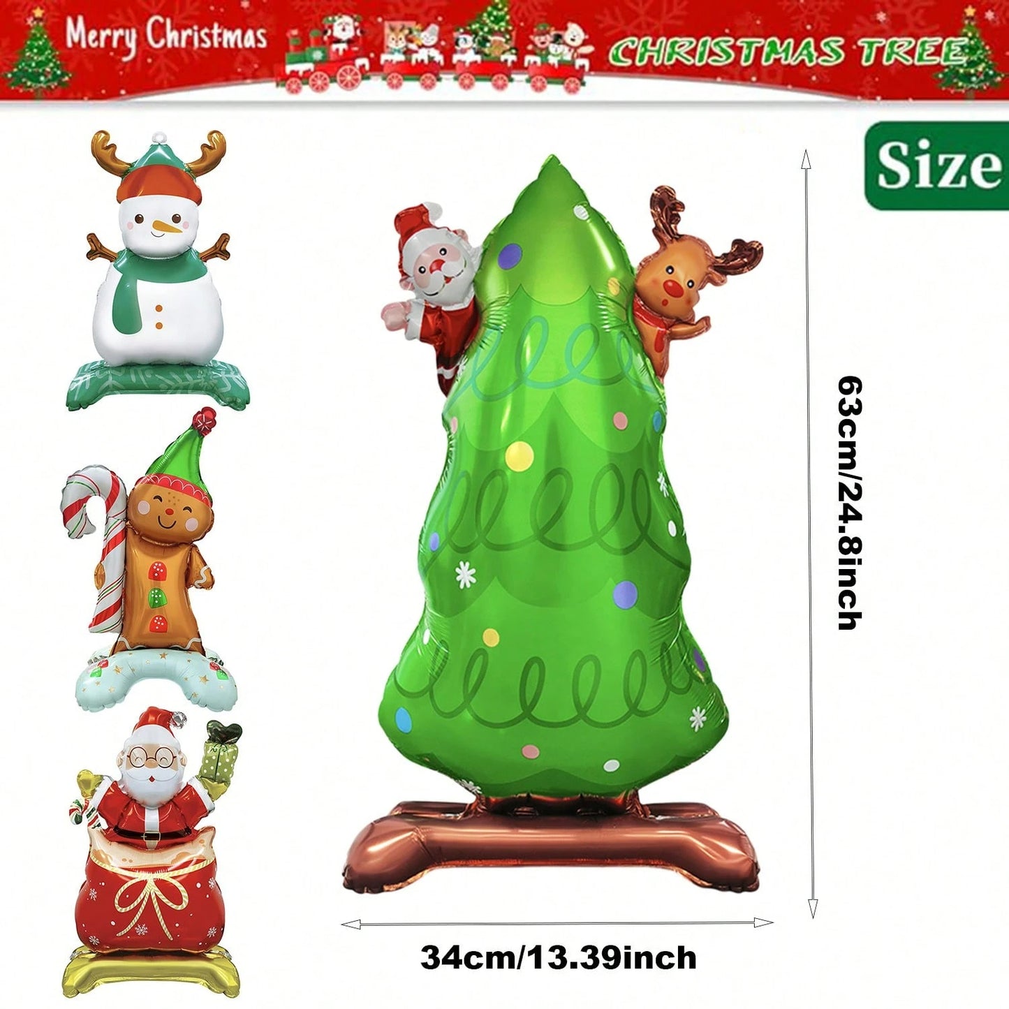US Local 8 Pcs Inflatable Christmas Balloons Santa Claus Snowman Christmas Tree Designed Standing Balloons New Year Party Foil Balloons For Indoor And Outdoor Perfect Xmas Party Decorations Party Photo Prop