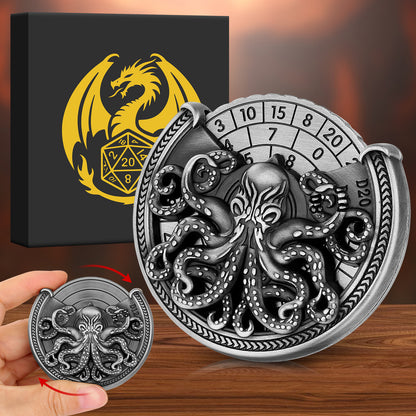 US Local Vintage Kesulu Style, Super Refined Metal Octopus Dice Turntable Gift Box, Immersive Board Game Experience, D20 Random Surprise, Necessary Props For D&D Team
