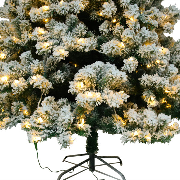 Green Flocking 6ft 550 Lights Warm 8 Patterns 928 Branches Automatic Tree Structure PVC Material Christmas Tree