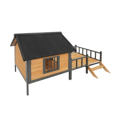 US Local Outdoor Large Wooden Cabin House Style Wooden Dog Kennel With Porch