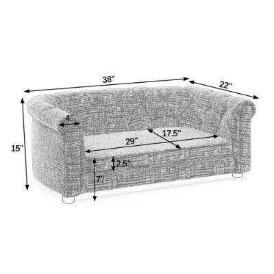 US Local Pet Sofa With Arc-shaped Backrest And Armrests, Contemporary Rectangular Pet Sofa Crafted From Breathable Linen Cozy Soft Cushion Dog Sofa