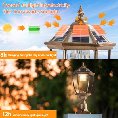 US Local Vintage Gold Solar Pillar Headlight With Dimmable LED 1-Pack
