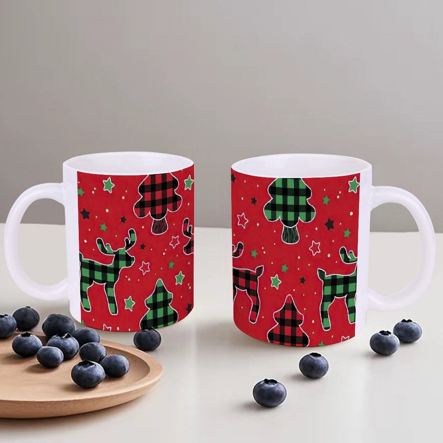 POD US Local White mug with full print, Christmas Elk 0090