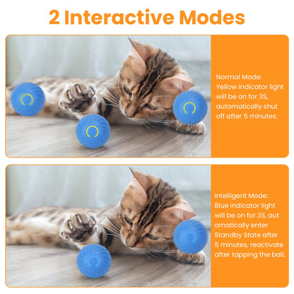 US Local 1Pc Cat Toys Ball Fast Rolling In Pouch Rechargeable Motion Activated Interactive Cat Toys For Indoor Cats Hide And Seek Mouse Catching Game