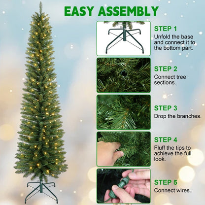 US Local PVC, Christmas Tree, Christmas Decorations, Green, With Lights