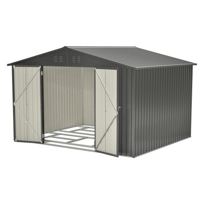 US Local 10X8 FT Outdoor Storage Shed, All Weather Metal Sheds With Lockable Doors, Tool Shed For Garden, Patio, Backyard, Lawn, Black
