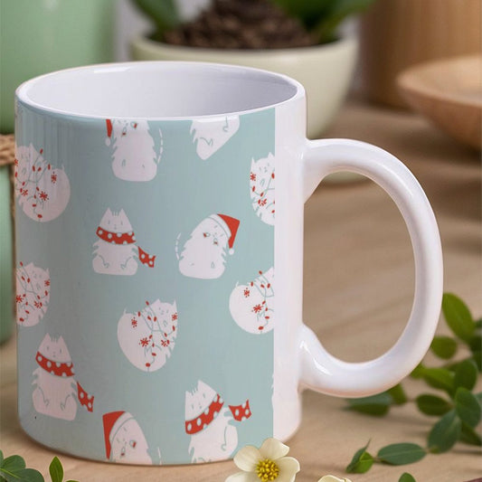 POD US Local White mug with full print, Christmas Cat 0030