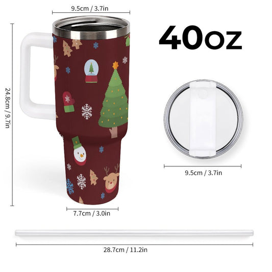 PHDT00126 POD US Local Tumbler 40 oz Large Capacity Car Cup Christmas Tree Santa Snow Red