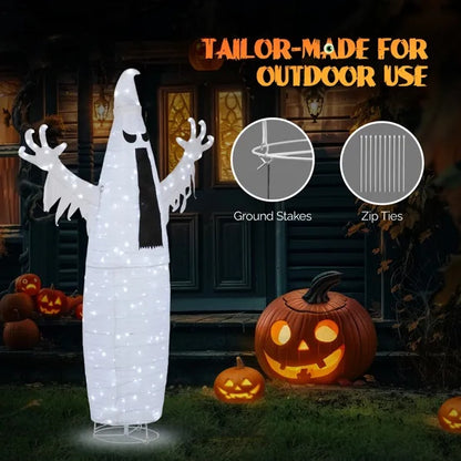US Local 5.9ft Pop-up Ghost 160LED Lighted Outdoor Halloween Decorations
