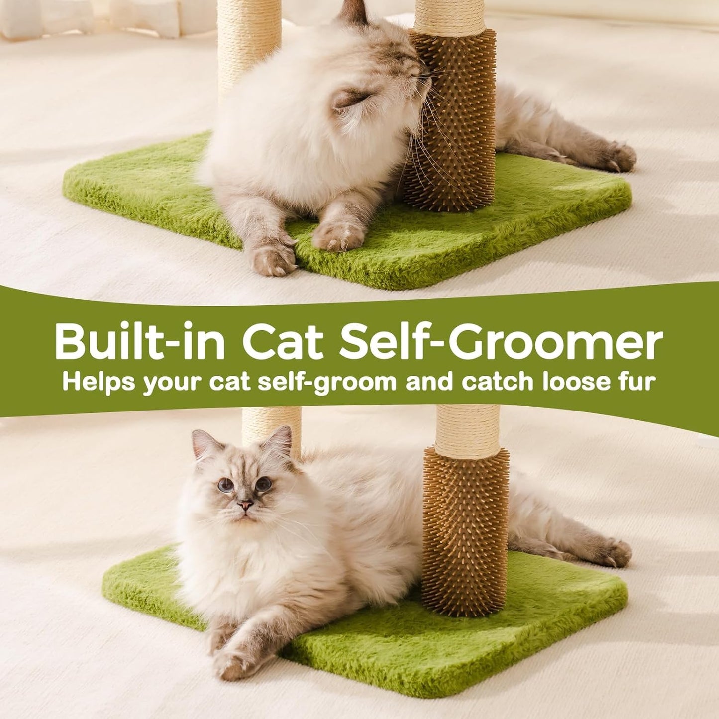 US Local Mewoo Large Cat Tree Tower For Adult Cats - Multi-Level Scratching Post With Removable Perch & Interactive Toys, Indoor Cat Furniture For Kittens Green