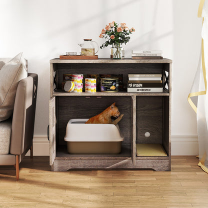 US Local Cat Litter Box Enclosure Hidden Cat Washroom Furniture With Storage