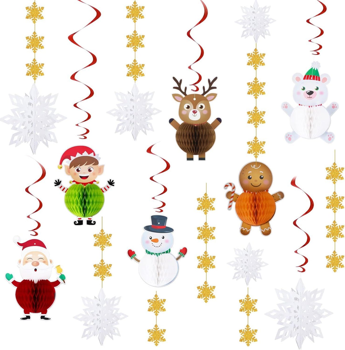 US Local Christmas Honeycomb Ball Ornament Set