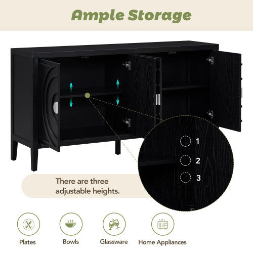 US Local Vintage Sideboard With Round Recessed Design Round Metal Doorknob For Entrance, Dining Room, Living Room