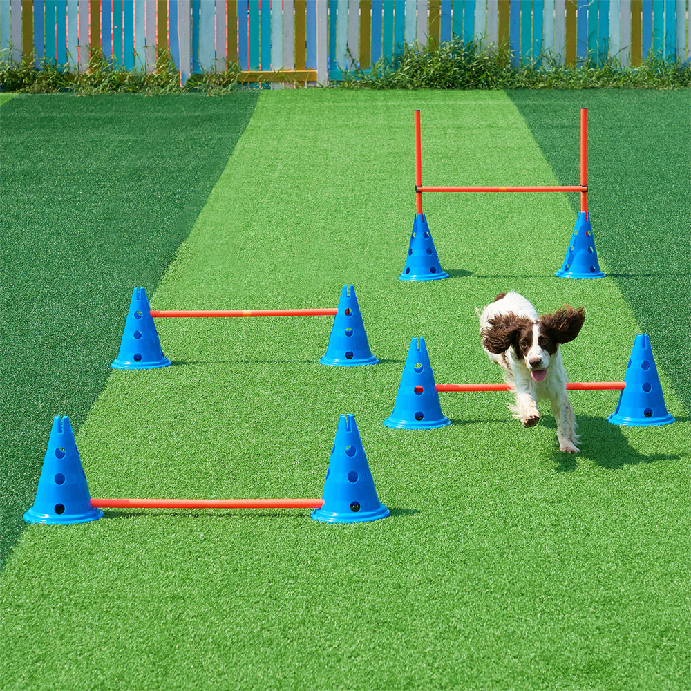 US Local VEVOR Dog Agility Hurdle Cone Set 6 PCS Kit-12 XCones 6 XAgility Rods With Bag